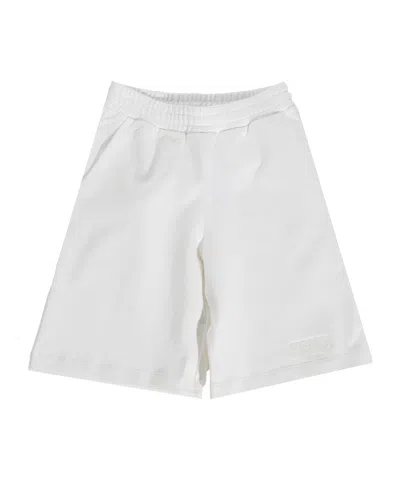 Fendi Kids Logo Detailed Bermuda Shorts In White