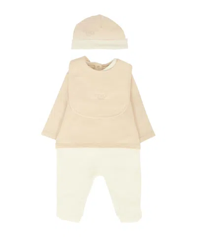 Fendi Kids Logo-embroidered Snap Button Babygrow Set In Orange