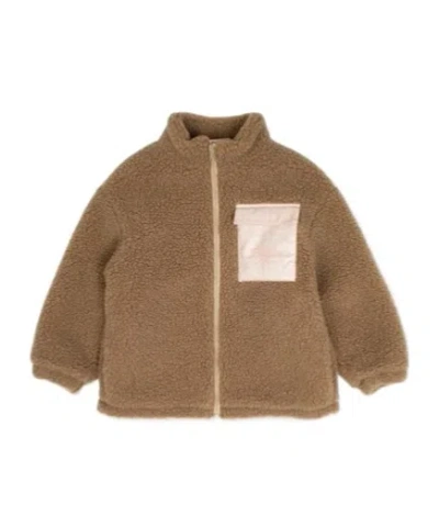 Fendi Kids Logo Embroidered Zip-up Jacket In Brown