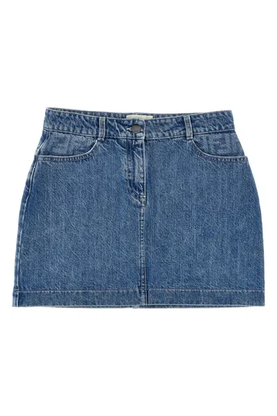 Fendi Kids Logo Embroidery Skirt In Blue