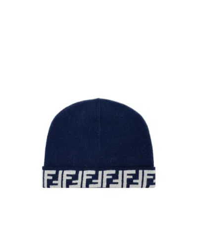Fendi Kids Logo Intarsia-knit Beanie In Black