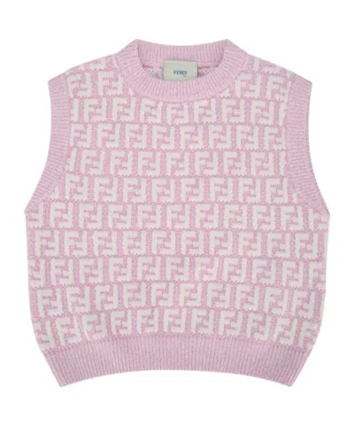 Fendi Allover Pattern Knit Top In Pink