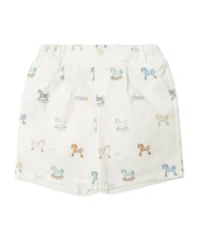 Fendi Printed Shorts In White