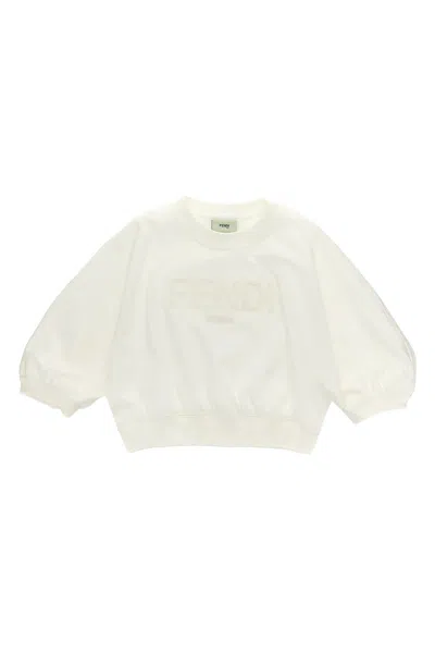 Fendi Kids Logo Sweatshirt In White