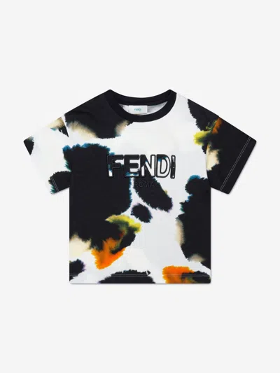Fendi Kids Logo T-shirt In Beige