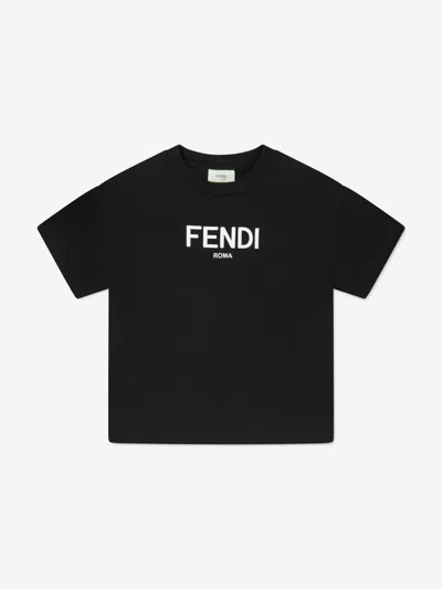 Fendi Babies' Kids Logo T-shirt In Black