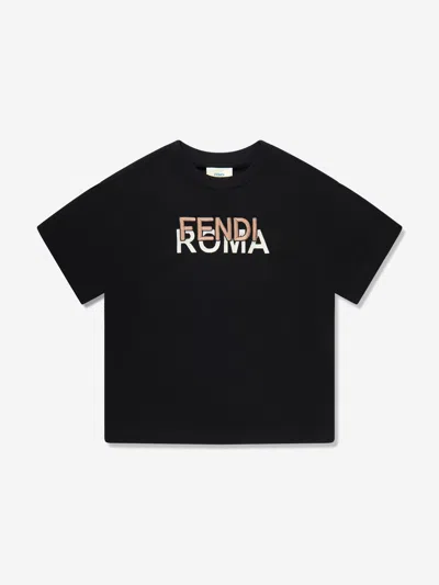 Fendi Kids Logo T-shirt In Black