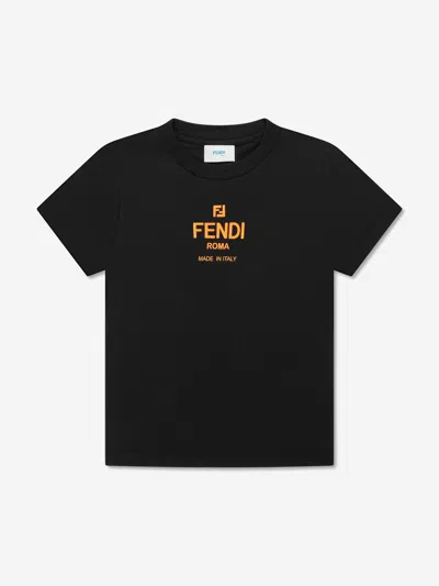 Fendi Kids Logo T-shirt In Black