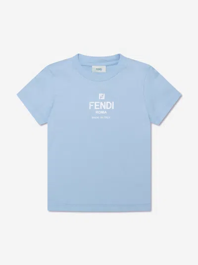 Fendi Babies' Kids Logo T-shirt In Blue