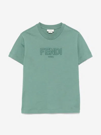 Fendi Kids Logo T-shirt In Green