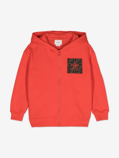 Fendi Babies'  Kids Logo Zip Up Top In Red