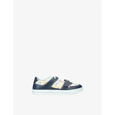 Fendi Kids' Logo-print Leather Trainers Blue Other Eur 34 / 2 Uk
