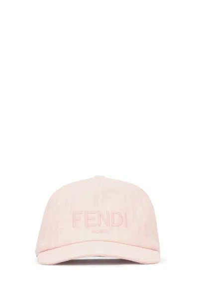 Fendi Kids Mini Baseball Hat With  Roma Embroidery In Rosa