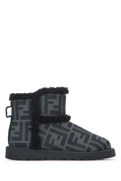 Fendi Kids Mini Bootie Soft Fabric Jacquard Ff In Black