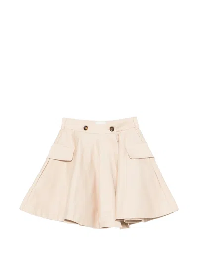 Fendi Kids Mini Chic Cotton Skirt With Pockets In Neutral