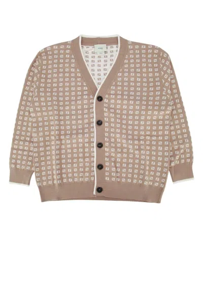 Fendi Kids Mini Ff Micro Knit Cardigan In Linengesso