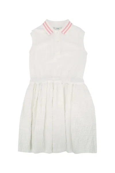 Fendi Kids Mini Gown In Spugna Fabric In Gesso