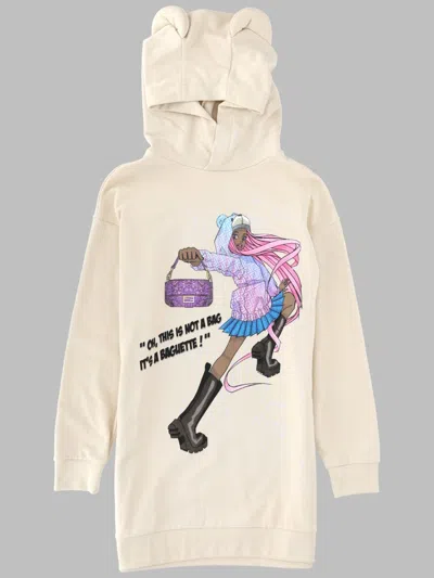 Fendi Kids Mini Hoodie Dress In Yellow