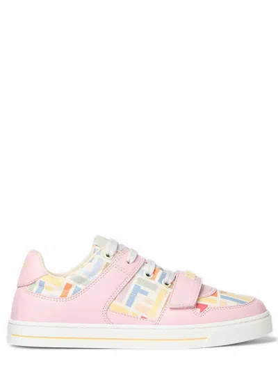 Fendi Kids Mini Junior Sneakers With Velcro Straps In Multi