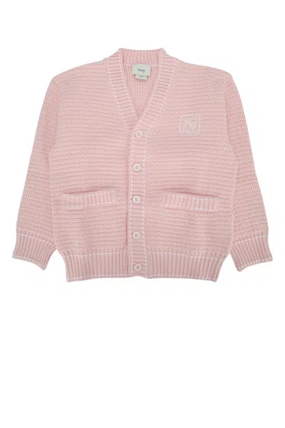Fendi Kids Mini Selleria Knit Cardigan In Babypink
