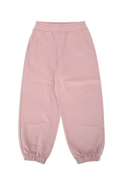 Fendi Kids Mini Sweatpants With Embroidered Detail In Tenderrose