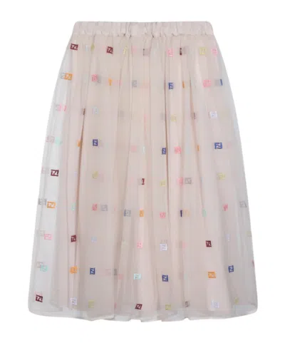 Fendi Kids Pleated Skirt In Neutral