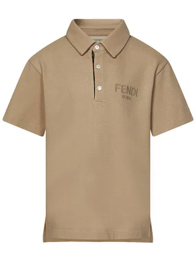 Fendi Kids Polo Shirt In Beige