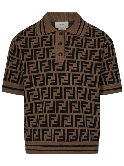 Fendi Kids Polo Shirt In Brown