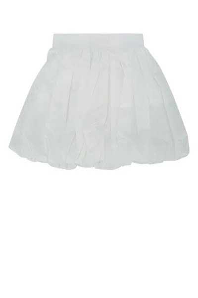 Fendi Kids Popeline Gesso Embroidered Mini Skirt In White