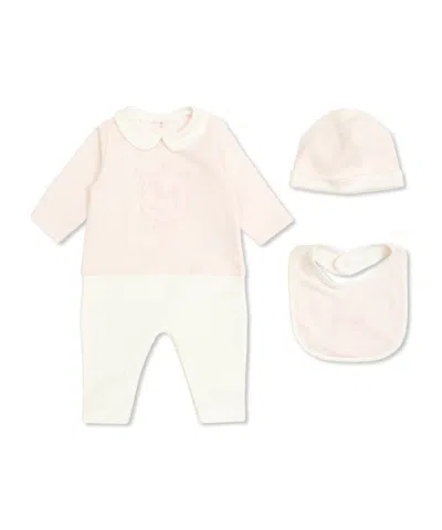 Fendi Kids Printed Sleepsuit Hat And Bib Set In Neutral