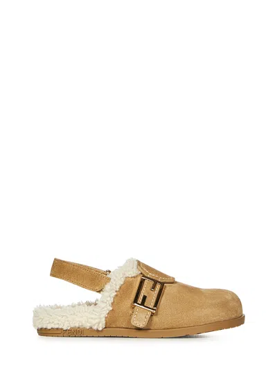 Fendi Kids Sabot In Beige