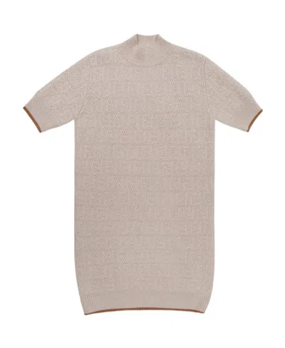 Fendi Kids Short-sleeved Crewneck Dress In Nude