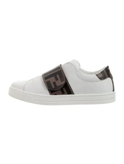 Pre-owned Fendi Kids Strap Sneaker In White