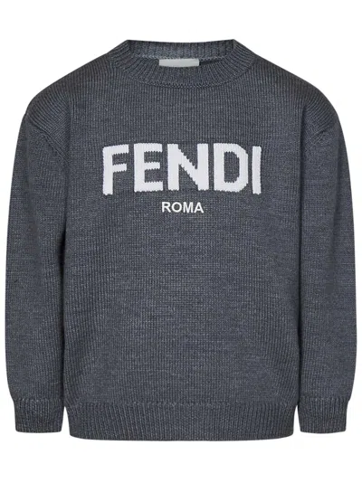 Fendi Kids Sweaters In Grey