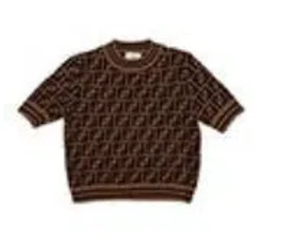 Fendi Kids Sweaters In Brown