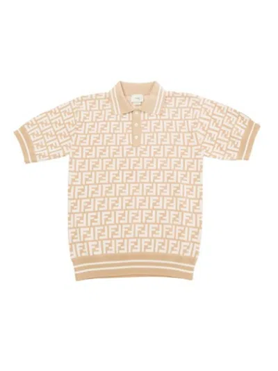 Fendi Kids T-shirts And Polos Beige In Gesso