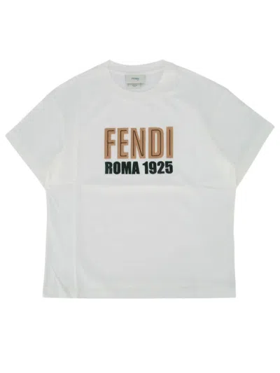 Fendi T-shirt With Logo In Gray