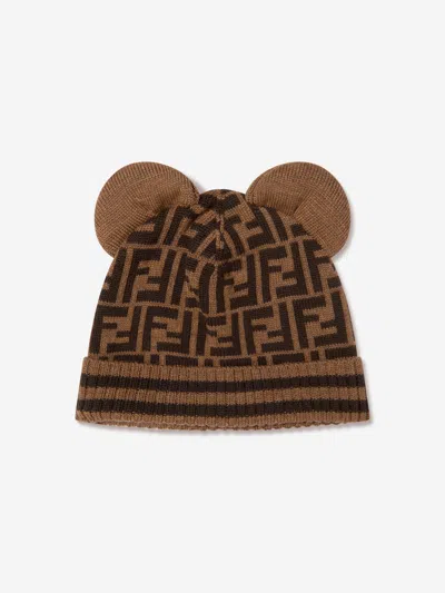 Fendi Hat With Teddy Ears In Brown