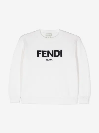 Fendi Kids Wool Knit Jumper In White