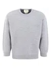 Fendi Kids Wool Sweater With Logo In Gray