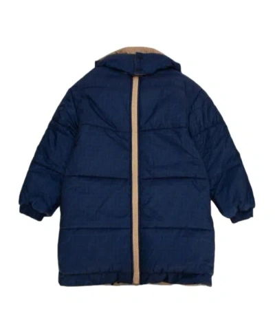 Fendi Kids Zip-up Hooded Down Jacket In Blue