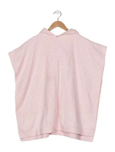 Pre-owned Fendi Babies' Kids Zucca Terry Cloth Poncho In Pink