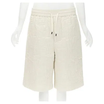 Pre-owned Fendi Kim Jones 2021 Runway Ff Zucca Monogram Stitching Nylon Shorts It48 M In Beige