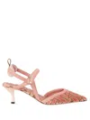 Fendi Medium-heeled Slingbacks In Pink Ff Fabric In Multi