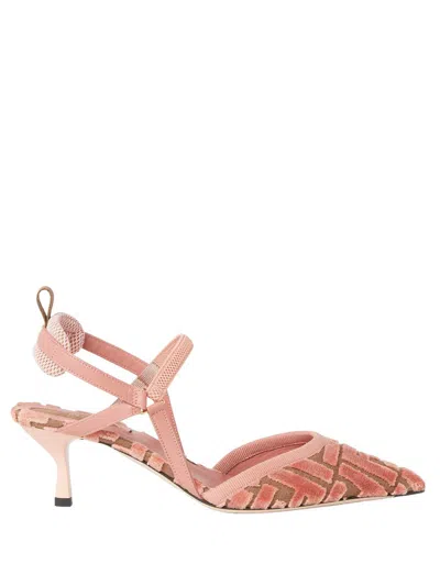 FENDI FENDI HUMMINGBIRD LITE SLINGBACKS IN FF FABRIC SHOES