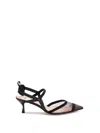 Fendi Colibri Ff Mesh Slingback Kitten-heel Pumps In Black