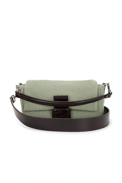 Pre-owned Fendi Knit Baguette Shoulder Bag In Grey