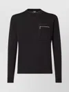 Fendi Knit Sweater With Ribbed Cuffs And Pocket In Black
