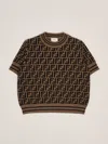 Fendi Top Ff Knit In Brown