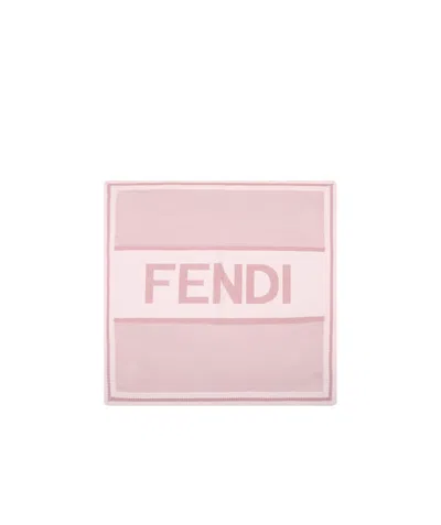 Fendi Babies' Knitted Blanket In Pink